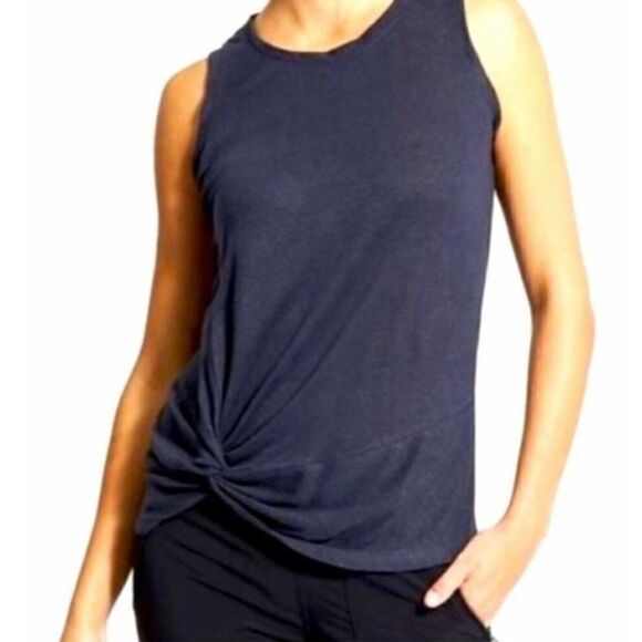 Athleta Twist Zephyr 100% Linen Tank Top Womens Small Blue Sleeveless 75851 - Picture 1 of 11
